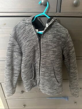 Old Navy Gray Marled Hooded Zip Sweatshirt